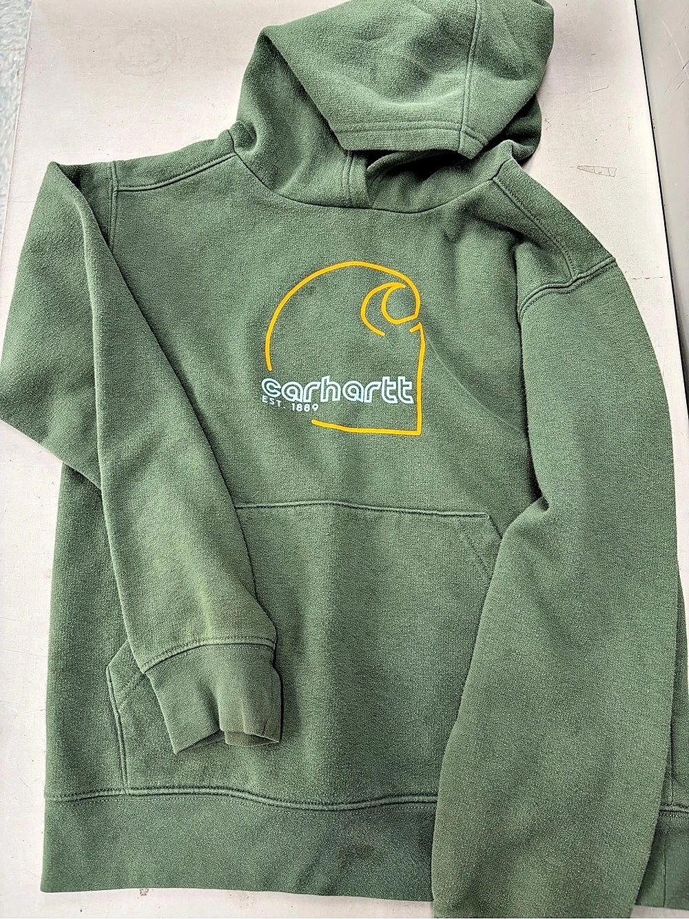 Carhartt Graphic Logo Hoodie Boy’s Green Medium